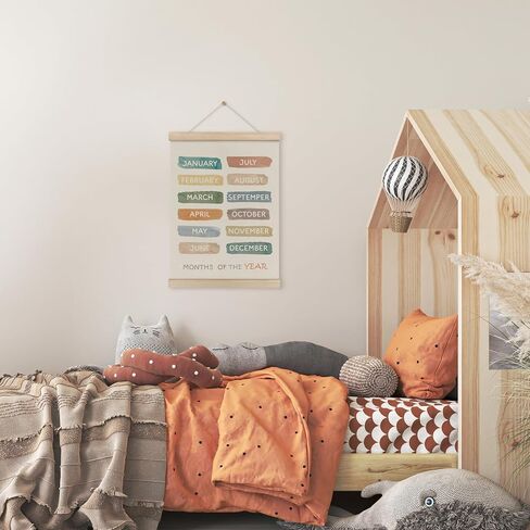 HRQKO Boho Month Decor Poster Hanger Frame, Educational Posters, Preschool Wall Art with Wooden Frames, Boho Classroom Wall Hanging Banner Decor for Toddlers Room Playroom, 12x16 inch in Saudi Arabia