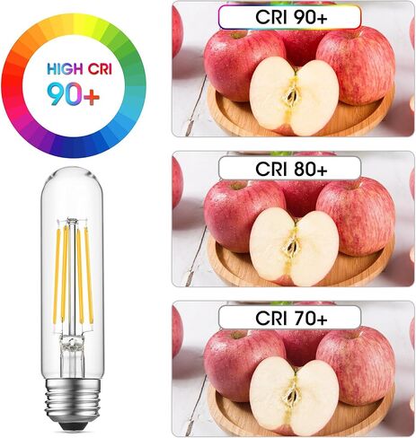 Dimmable E26 Edison Bulb, AC120V Warm White 2700K Light Bulbs, 6W, Equivalent 60W, 750LM, 5 Inch Long Tubular T10 LED Bulbs for Rustic Pendant, Chandeliers, Wall Sconces, Vanity, Pack of 6 in Saudi Arabia