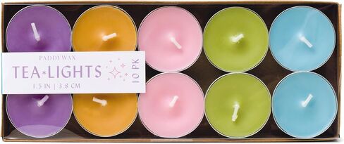 شموع شاي خفيفة غير معطرة من شمع باديواكس، شموع شموع ملونة، عبوة من 10 قطع، ألوان ربيعية in Kuwait