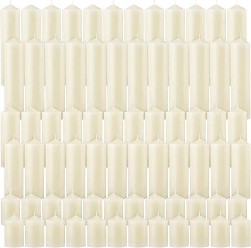MTLEE Set of 72 Ivory Pillar Candles 2 x 3, 2 x 6, 2 x 8 Inch Smokeless and Dripless Unscented Large Candles Pillar Long Clean Burning Rustic Pillar Candles Set for Wedding Dinner and Home Decor in Saudi Arabia