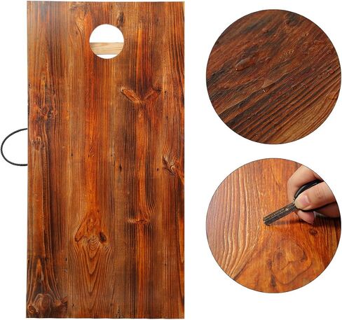 Solid Wood Regulation Size Cornhole Set Portable Bean Bags Toss Game with Durable Wood Grain Printed Surface and Underneath for Indoor and Outdoor in Saudi Arabia
