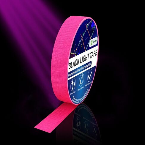 شريط إضاءة أسود شديد التحمل، شريط إضاءة سوداء، ألوان فلورسنت ساطعة 1/2، عرض 2.54 سم، إجمالي 45 قدم، ساطع جدًا لمرحلة حفلات أعياد الميلاد المتوهجة in Kuwait