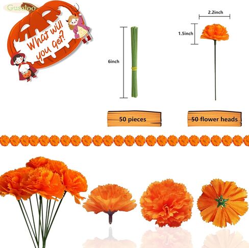 Marigold Flower Heads Bulk 50Pcs, Silk Marigold Artificial Flowers for Diwali Home Decor DIY Wreath Garland Craft Baby Shower Wedding Party Decoration Halloween Christmas New Year Decor(Black) in Saudi Arabia