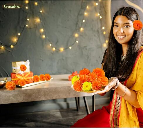 Marigold Flower Heads Bulk 50Pcs, Silk Marigold Artificial Flowers for Diwali Home Decor DIY Wreath Garland Craft Baby Shower Wedding Party Decoration Halloween Christmas New Year Decor(Black) in Saudi Arabia