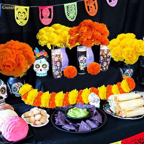 Marigold Flower Heads Bulk 50Pcs, Silk Marigold Artificial Flowers for Diwali Home Decor DIY Wreath Garland Craft Baby Shower Wedding Party Decoration Halloween Christmas New Year Decor(Black) in Saudi Arabia