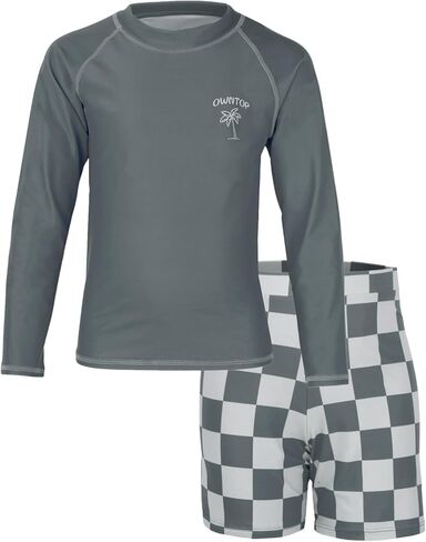 طقم ملابس سباحة للأولاد من Owntop مكون من قطعتين، بدلة استحمام مع سترة للطفح الجلدي وسروال للحدائق المائية، ودروس السباحة in Kuwait