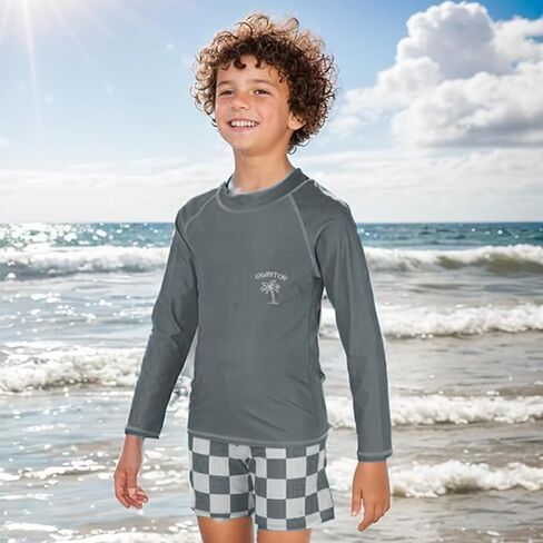 طقم ملابس سباحة للأولاد من Owntop مكون من قطعتين، بدلة استحمام مع سترة للطفح الجلدي وسروال للحدائق المائية، ودروس السباحة in Kuwait