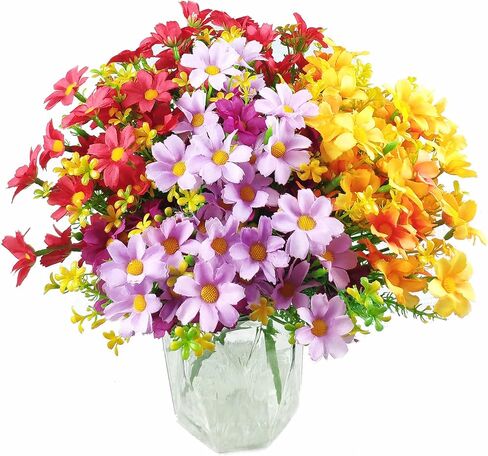 Artificial Daisy Flowers 6 Bundles, UV Resistant Fake Silk Flowers, No Fade Greenery Shrubs Plants for Garden Farmhouse Porch Wedding Indoor Outdoor Home Decor (Dark Purple) in Saudi Arabia