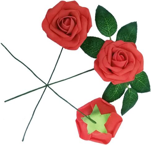 Artificial Flowers 50PCS Real Looking Coral Fake Roses with Stem for DIY Wedding Bouquets Centerpieces Party Baby Shower Home Decorations (Coral) in Saudi Arabia