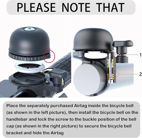 AirTag Bike Mount Hidden| Bike Bell for Apple Air Tag| Bicycle Loud Sound Brass Bells for Road Mountain Bike Handlebars Adults| Does Not Include Air Tag in Saudi Arabia