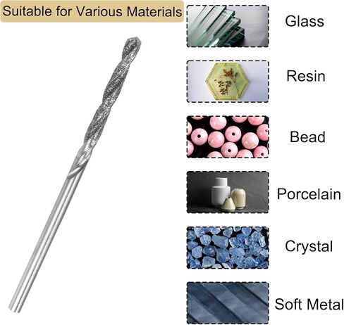 uxcell 2pcs 1.5mm/2mm Metric Diamond Coated Twist Drill Bits High-Speed Steel Tipped Drill Tiles for Jewelry Beach Glass Shells Lapidary Ornament Bracelet Necklace Arts in Saudi Arabia