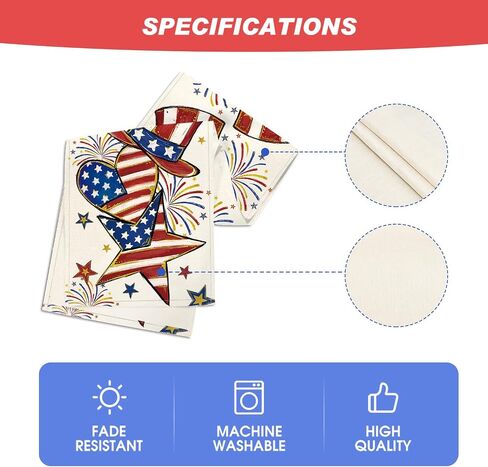 Artoid Mode American Flag Stars Fireworks Patriotic 4th of July Table Runner, Seasonal Kitchen Dining Table Decoration for Home Party Decor 13x72 Inch in Saudi Arabia
