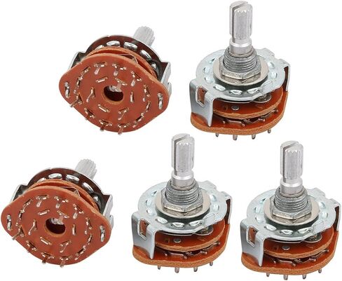 uxcell 5Pcs 1 Pole 12 Positions 6mm Knurled Shaft Diameter Band Selector Rotary Switch in Saudi Arabia