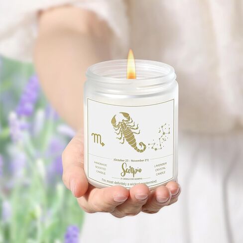 Christmas Lavender Sagittarius Candles, Healing Crystal Scented Candles, Birthday Gifts for Women, Soy Candles, Zodiac Sign Candles, Astrology Gifts for Women. in Saudi Arabia