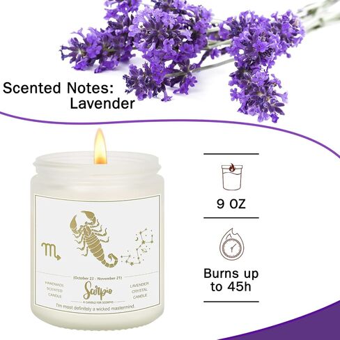 Christmas Lavender Sagittarius Candles, Healing Crystal Scented Candles, Birthday Gifts for Women, Soy Candles, Zodiac Sign Candles, Astrology Gifts for Women. in Saudi Arabia