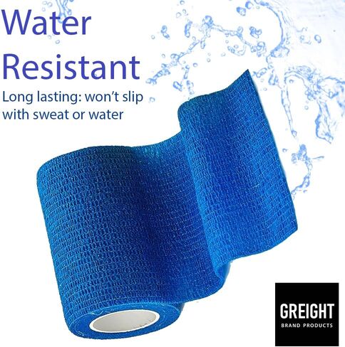 ضمادة ذاتية اللصق باللون الأزرق مقاس 10.16 سم × 5 ياردات، عبوة مكونة من 12 قطعة - ضمادة متماسكة رياضية قابلة للتنفس للإصابات الرياضية والالتواء في الكاحل والركبة والمعصم in Kuwait