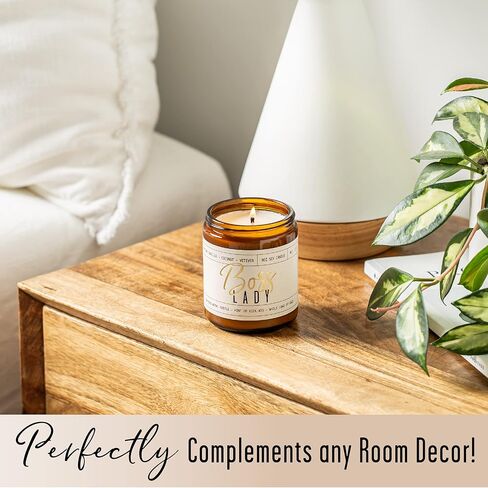 Boss Lady Gifts for Women - 'Boss Lady' Soy Candle, w/Vanilla, White Coconut & Vetiver I Best Boss Gifts for Women I Gifts for Boss I Girl Boss Female Gifts I 9oz Jar, 50Hr Burn Time, Made in USA in Kuwait