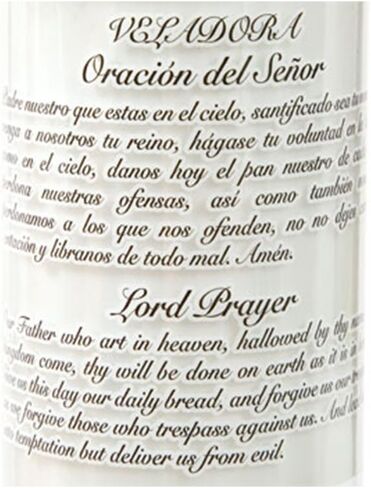 Catholic Prayer Candles - Set Of 2 Religious Candles - Real Wax (White Poured, Unscented) Candles - Extra Long Burn Time - Prayer Printed On Each Candle - Church Vigil Devotional [BUNDLE, 2 Pcs.] in Saudi Arabia