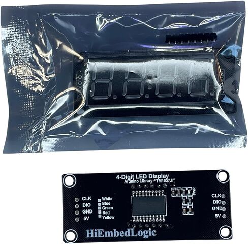 أنبوب عرض LED مكون من 4 أرقام عشرية 7 قطاعات TM1637 برنامج تشغيل تسلسلي، وحدة نقاط مزدوجة على مدار الساعة لوحة عرض LED بيضاء. (3 قطع، لون أبيض، 0.36 بوصة) in Kuwait