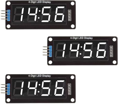 أنبوب عرض LED مكون من 4 أرقام عشرية 7 قطاعات TM1637 برنامج تشغيل تسلسلي، وحدة نقاط مزدوجة على مدار الساعة لوحة عرض LED بيضاء. (3 قطع، لون أبيض، 0.36 بوصة) in Kuwait