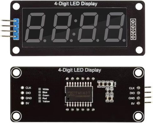 أنبوب عرض LED مكون من 4 أرقام عشرية 7 قطاعات TM1637 برنامج تشغيل تسلسلي، وحدة نقاط مزدوجة على مدار الساعة لوحة عرض LED بيضاء. (3 قطع، لون أبيض، 0.36 بوصة) in Kuwait