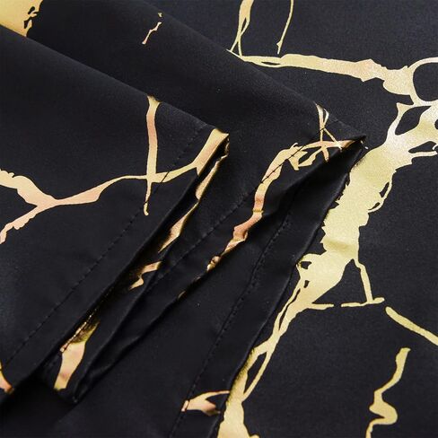 Aimuan Black Blackout Curtains Gold Foil Printed Marble Grommet Curtain Panels Golden Metallic Glitter Drapery Window Drapes Valances for Bedroom Living Room, Black 42x84 in Saudi Arabia