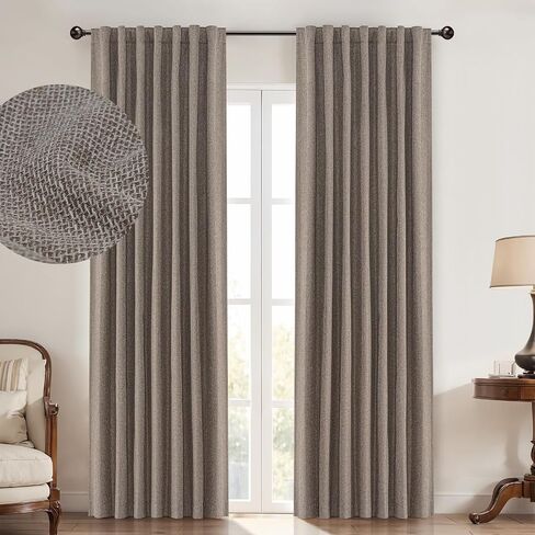 100% Blackout Shield Blackout Curtains 84 Inch Length 2 Panels Set Blackout Curtains for Bedroom Thermal Curtains for Summer Textured Room Darkening Curtains for Living Room,W50 X L84,Mocha in Saudi Arabia