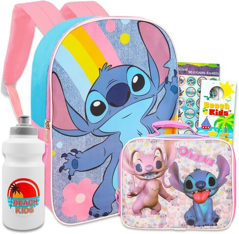 Disney Stitch Travel Backpack with Lunch Box - Bundle of Large Lilo & Stitch Backpack, Stitch & Angel Lunch Bag, & More | Stitch Travel Bags for Girls in Saudi Arabia