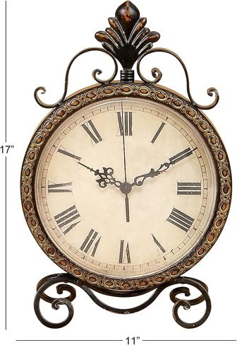 Deco 79 Metal Scroll Clock, 11" x 3" x 17", Brown in Saudi Arabia