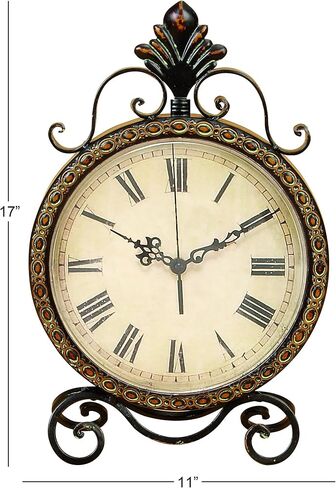 Deco 79 Metal Scroll Clock, 11" x 3" x 17", Brown in Saudi Arabia