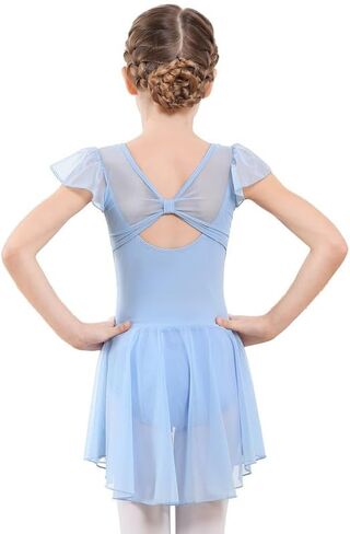 ملابس باليه للفتيات من DIPUG مع تنانير وفساتين رقص بظهر مجوف للأطفال الصغار مع أكمام مكشكشة in Kuwait