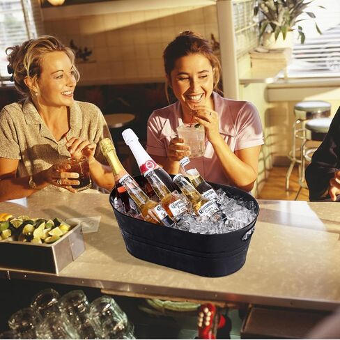 دلاء الثلج للحفلات 2 قطعة 3 جالون من المشروبات المجلفنة حوض معدني للشمبانيا وشرب النبيذ والنحاس دلو ثلج كبير مع مجارف لمستلزمات بار الكوكتيل والميموزا in Kuwait