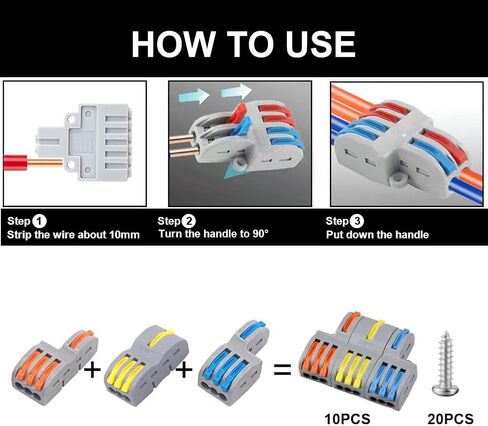 Lever Wire Nut Connectors, Circuit Inline Splices,Quick Wiring Cable Connector Push-in Conductor Terminal Block (3 in 6 Out) in Saudi Arabia