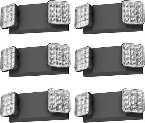 SPECTSUN 1 Pack Black Led Exit Sign with Emergency Lights &Battery Backup -Adjustable Hardwired 2 LED Head-UL Certified-120-277VAC/Commercial Emergency Lights Fixtures for Home/Business. in Kuwait