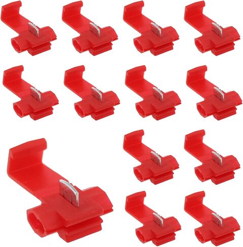 Quick Splice Wire Connector SQXBK 100PCS 22-18 AWG Red Self-Stripping Splice Connectors Inline, Double Run Solderless Crimp Wire Plug Connectors, Scotch Lock Splice Connector in Saudi Arabia