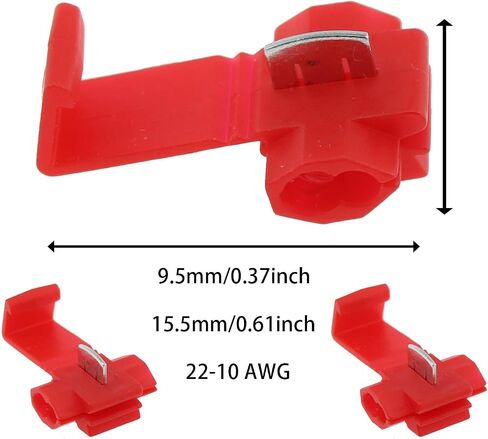 Quick Splice Wire Connector SQXBK 100PCS 22-18 AWG Red Self-Stripping Splice Connectors Inline, Double Run Solderless Crimp Wire Plug Connectors, Scotch Lock Splice Connector in Saudi Arabia