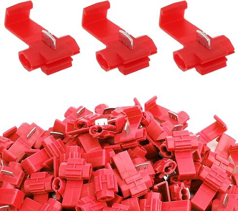 Quick Splice Wire Connector SQXBK 100PCS 22-18 AWG Red Self-Stripping Splice Connectors Inline, Double Run Solderless Crimp Wire Plug Connectors, Scotch Lock Splice Connector in Saudi Arabia