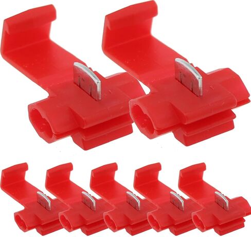 Quick Splice Wire Connector SQXBK 100PCS 22-18 AWG Red Self-Stripping Splice Connectors Inline, Double Run Solderless Crimp Wire Plug Connectors, Scotch Lock Splice Connector in Saudi Arabia