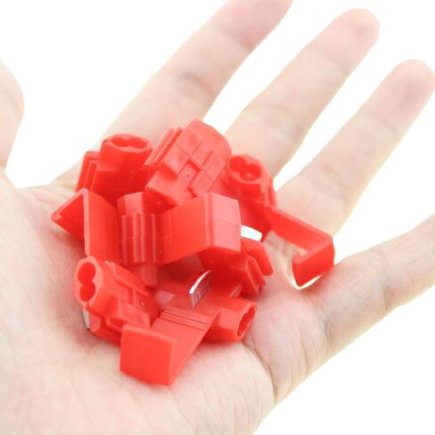 Quick Splice Wire Connector SQXBK 100PCS 22-18 AWG Red Self-Stripping Splice Connectors Inline, Double Run Solderless Crimp Wire Plug Connectors, Scotch Lock Splice Connector in Saudi Arabia