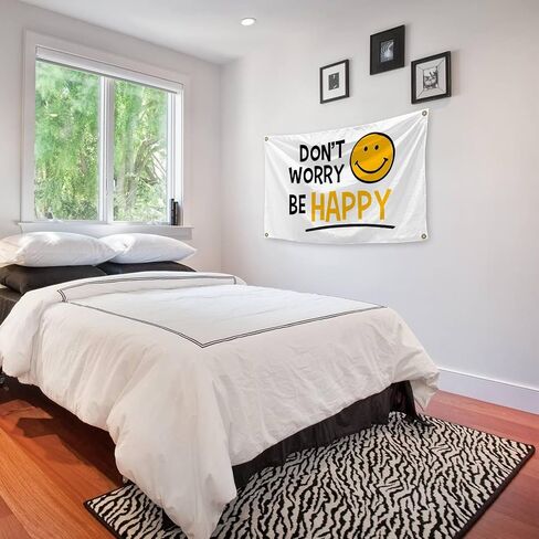 EdWaL Don't Worry Be Happy Fun Smiley Face Tapestry 3X5 Feet Art DecorationTapestry Suitable for Home Decoration Bedroom Living Room Outdoor in Saudi Arabia