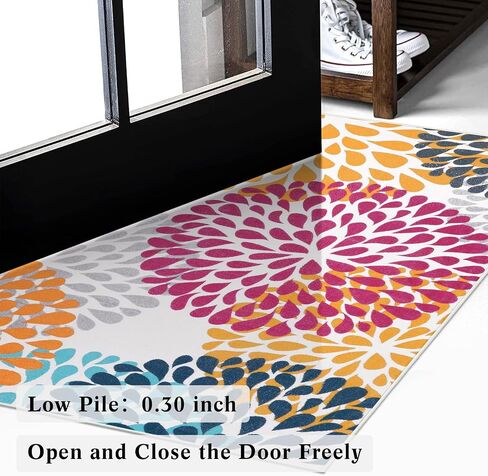 Washable Entryway Rugs Indoor - 2x3 Small Non-Slip Kitchen Rugs for Bedroom Botanical Print Floor Doormat for Bathroom Laundry Room Living Room Kids Room Multi Color in Saudi Arabia