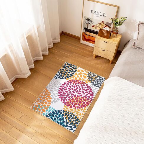 Washable Entryway Rugs Indoor - 2x3 Small Non-Slip Kitchen Rugs for Bedroom Botanical Print Floor Doormat for Bathroom Laundry Room Living Room Kids Room Multi Color in Saudi Arabia