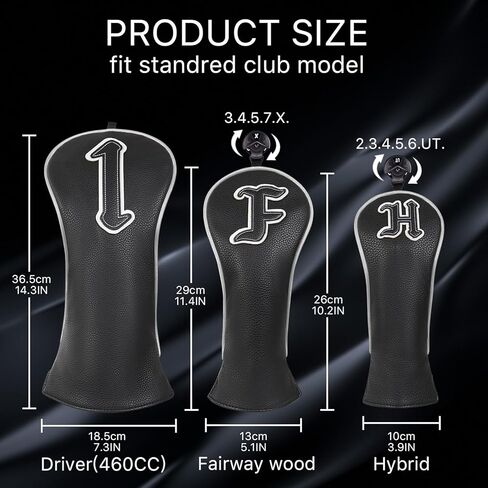 أغطية رأس الجولف غطاء رأس نادي السائق للسائقين في الممر وودز مضرب والنوادي الهجينة، جلد أسود بسيط ممتاز 3 أو 5 أغطية رأس خشبية قطعة واحدة أو مجموعة تناسب Taylormade in Kuwait