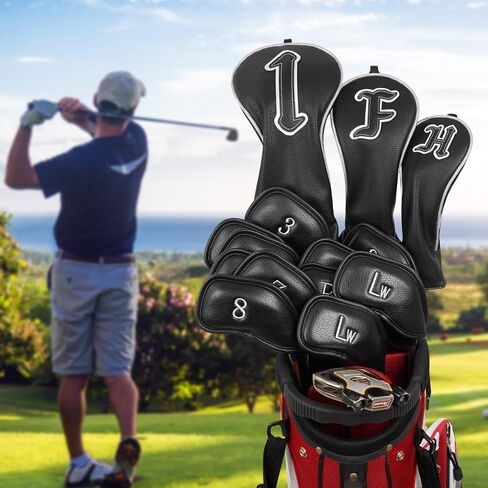 أغطية رأس الجولف غطاء رأس نادي السائق للسائقين في الممر وودز مضرب والنوادي الهجينة، جلد أسود بسيط ممتاز 3 أو 5 أغطية رأس خشبية قطعة واحدة أو مجموعة تناسب Taylormade in Kuwait