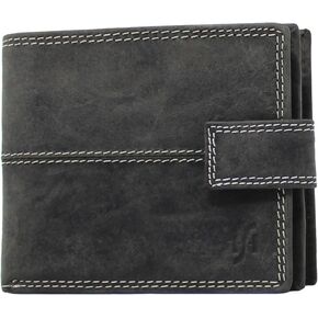 STARHIDE Men's Designer RFID Blocking Distressed Hunter Real Leather Wallet Zip Coin Pocket Purse 1044-Brown (Brown)