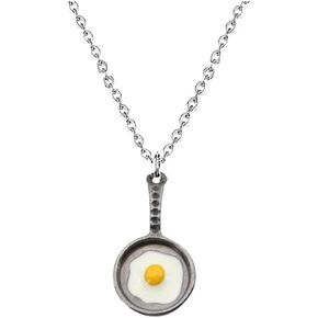 Cooking Baking Chef Pendant Necklace Frying Pan Fried Egg Necklace Earrings Set Kitchen Cooking Gift