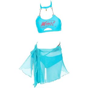 Women's Bloom Two Piece Bikini Set Swimsuit with Sarong and Sleeves Bathing Suit