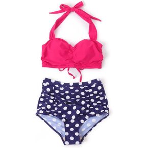 CHERRY CAT Vintage Polka High Waisted Bathing Suits Bikini Swimsuit for Women
