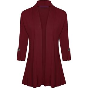 Loxdonz Women's Open Front Cardigans Casual 3/4 Sleeve Cardigan Soft Lightweight Top