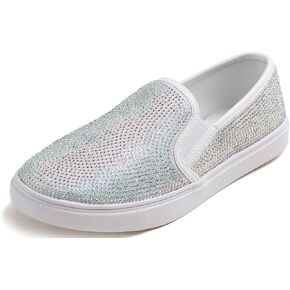 Women's Sparkle Rhinestone Jeweled Loafer Flats Embellished Shiny Party Wedding Bridal Dress Sneakers